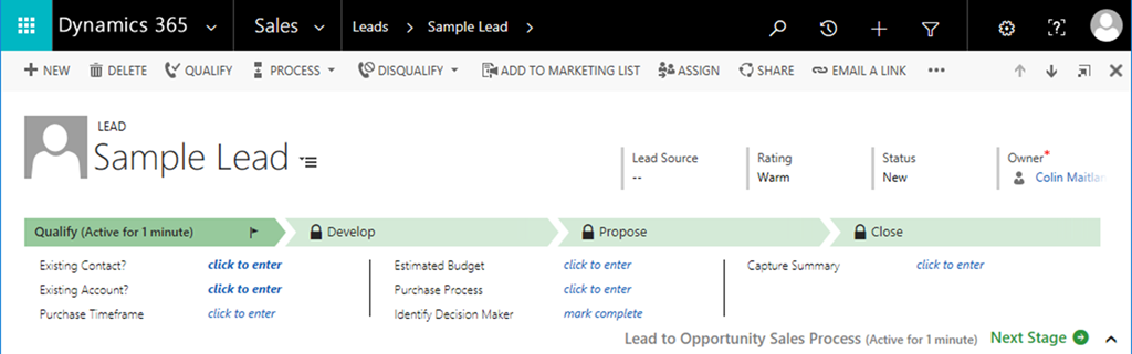 Business Process Flow Specific Entities in Microsoft Dynamics 365