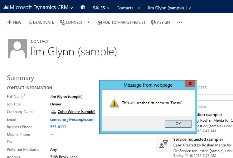 CRM 2013 JavaScript Alerts and Confirmations Solutions
